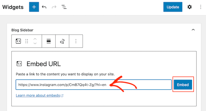 将嵌入块添加到您的 WordPress 网站 Adding an embed block to your WordPress website