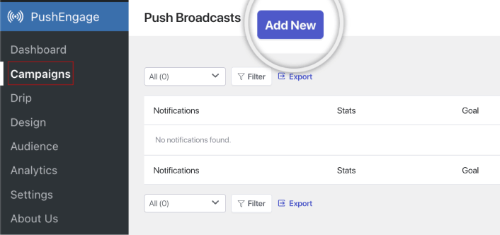 Nouvelle diffusion push dans le plugin WordPress PushEngage