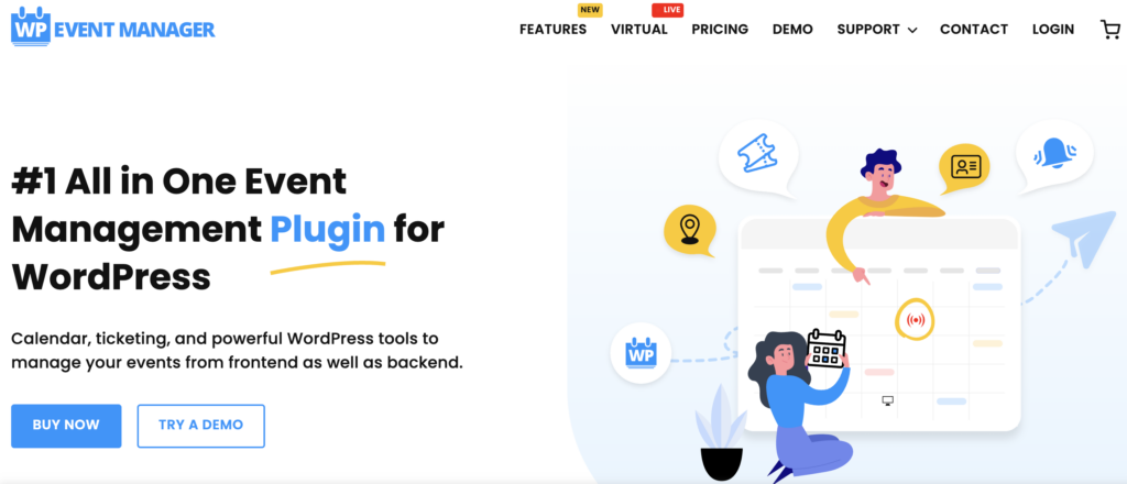 Tangkapan layar beranda plugin pengelola acara WP