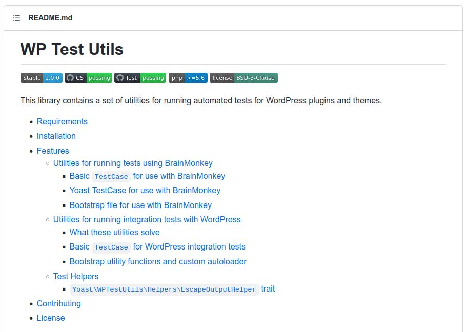 Utilitários de teste WP no GitHub