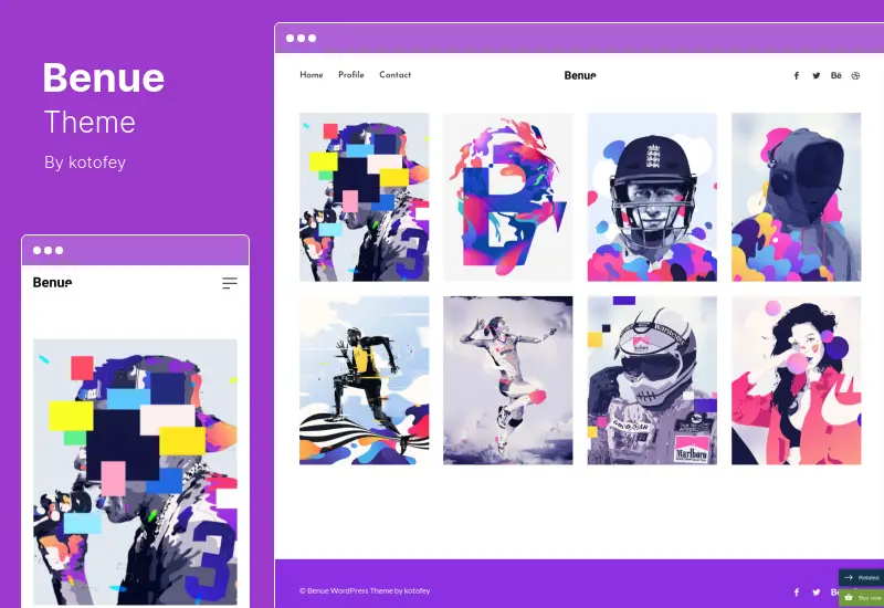 Tema Benue - Tema WordPress per portfolio per web designer, artista e illustratore