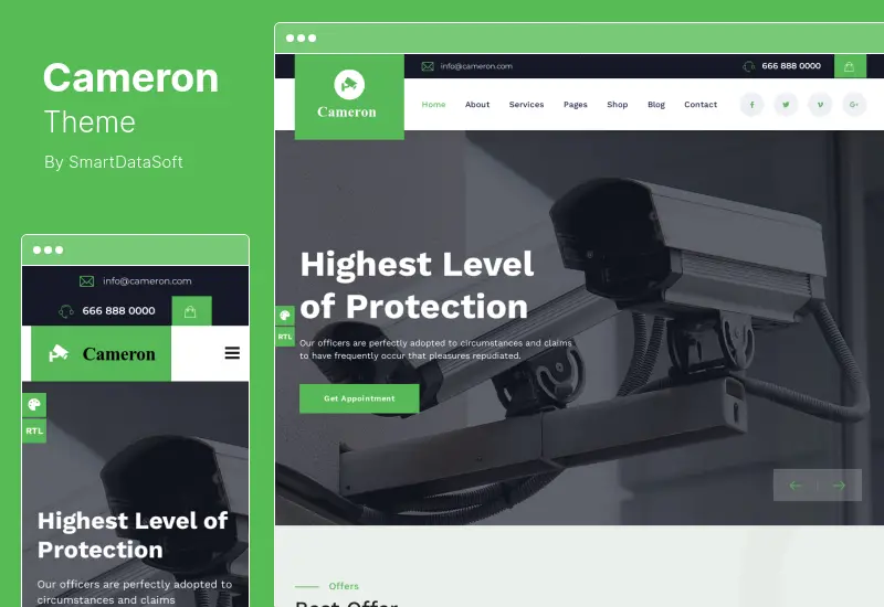 Tema Cameron - Tema WordPress per domotica, CCTV e sicurezza