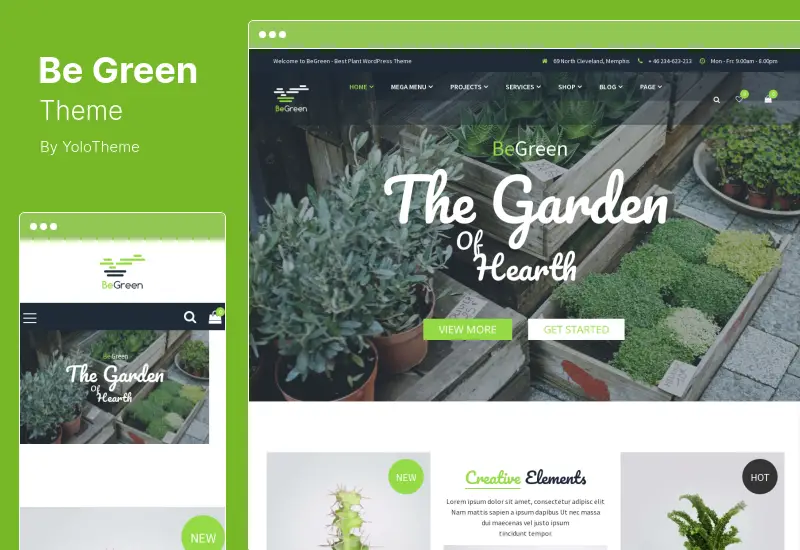 BeGreen テーマ - プランターおよび造園ガーデニング用の多目的 WordPress テーマ