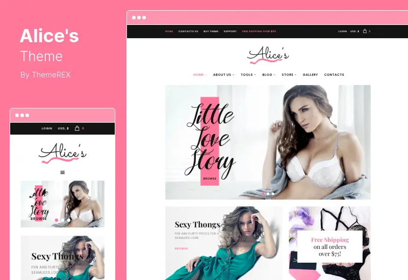 Tema di Alice - Negozio di lingerie e tema WordPress per boutique di moda