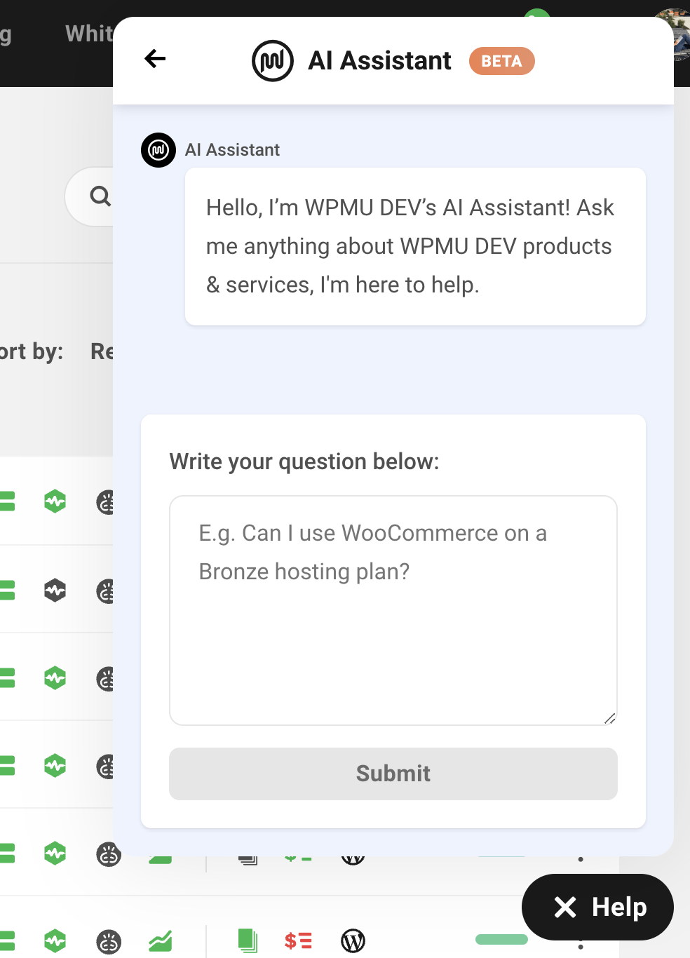 WPMU DEV 聊天機器人。