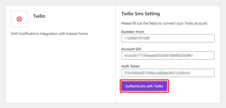 Аутентификация с помощью Twilio