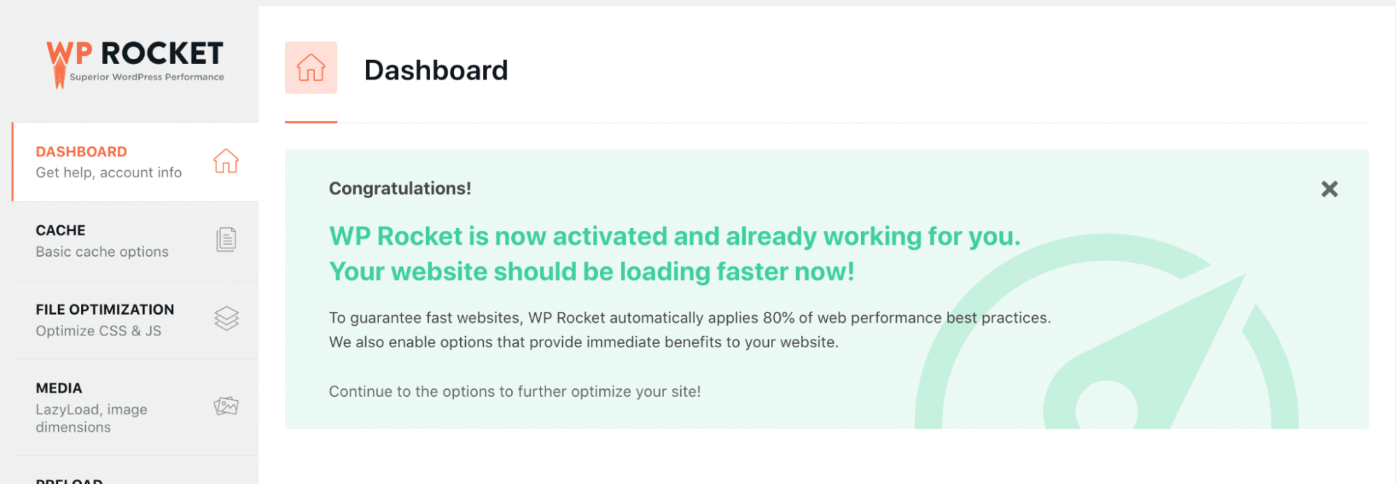 WP Rocket автоматически применяет кеширование и сжатие текста — Источник: WP Rocket