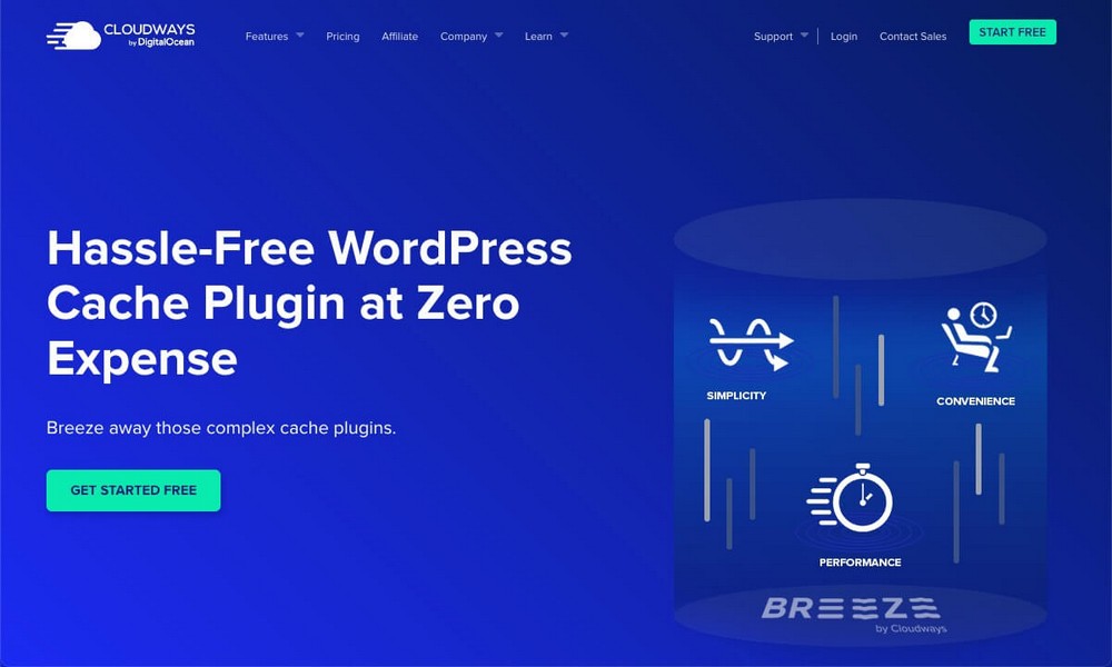 Page d'accueil du plug-in de mise en cache Breeze