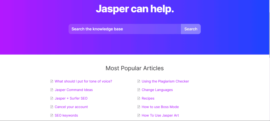 Jasper AI 고객 지원