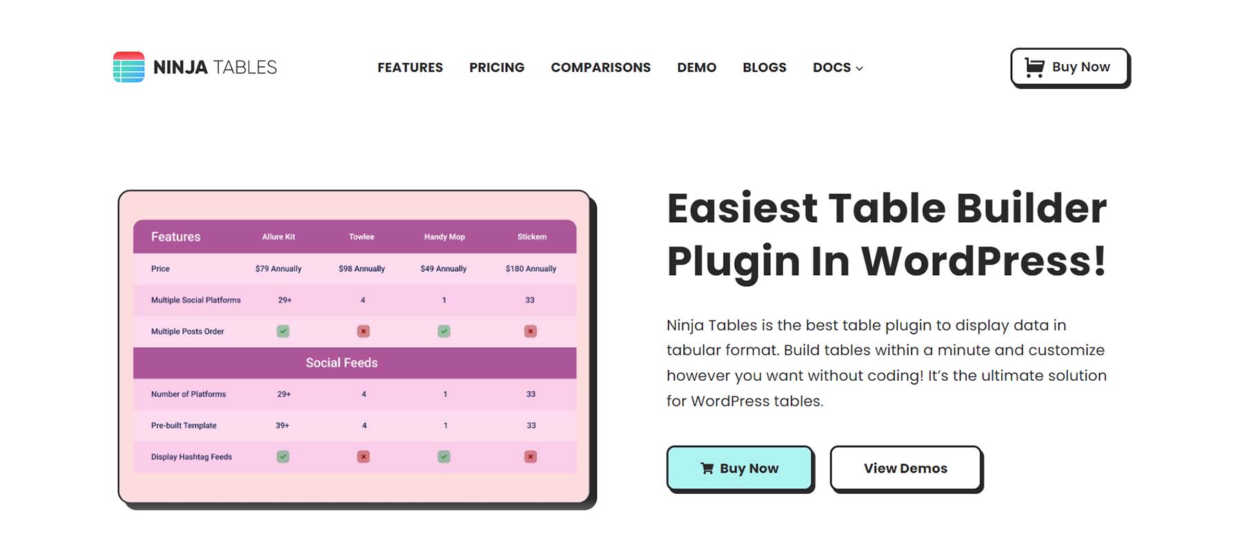Ninja Tables WordPress 表格插件