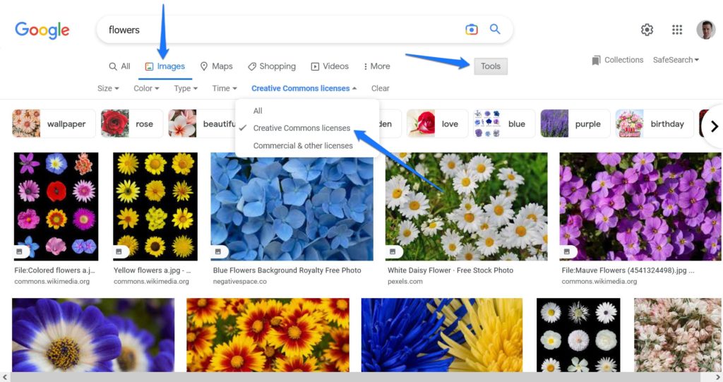 크리에이티브 커먼즈 라이센스 이미지에 대한 google 이미지 검색