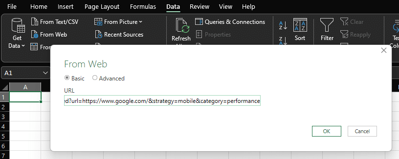 Excel Dari impor data Web
