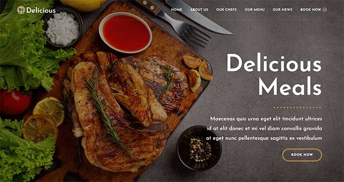 Un ejemplo de un menú de restaurante, creado usando WordPress An example of a restaurant menu, created using WordPress