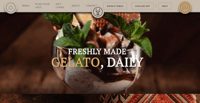 Un ejemplo de un sitio web de restaurante An example of a restaurant website