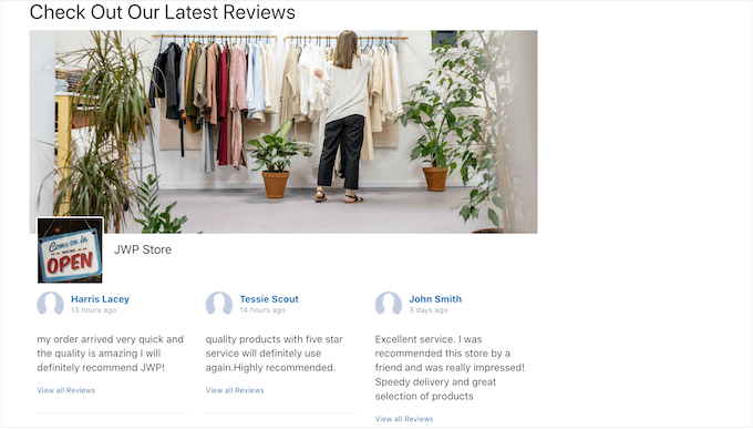 Reseñas de Facebook, incrustadas en un sitio web de WordPress Facebook reviews, embedded in a WordPress website