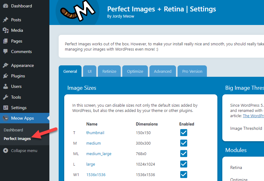 configuración perfecta del panel de control de imágenes