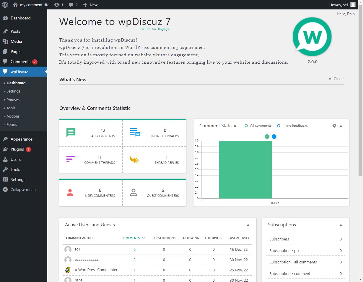 Complemento de comentarios de wpDiscuz
