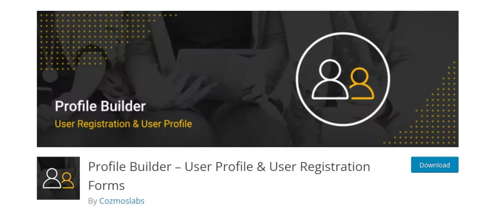 captura de pantalla del sitio del complemento Profile Builder