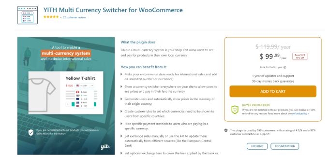 YITH สลับหลายสกุลเงินสำหรับ WooCommerce YITH multi currency switcher for WooCommerce