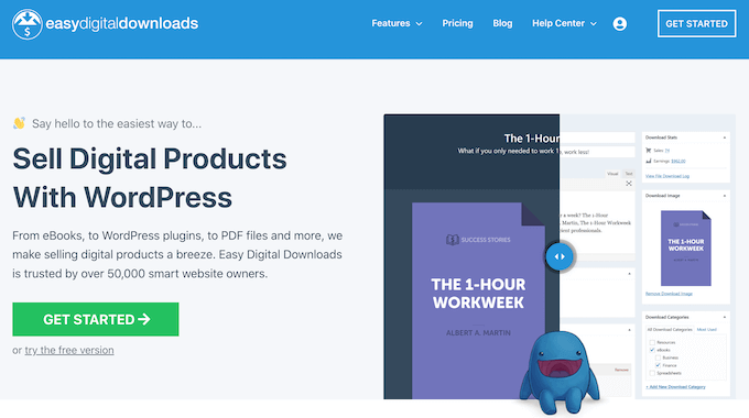 ปลั๊กอิน WordPress ดาวน์โหลดดิจิทัลอย่างง่าย The Easy Digital Downloads WordPress plugin