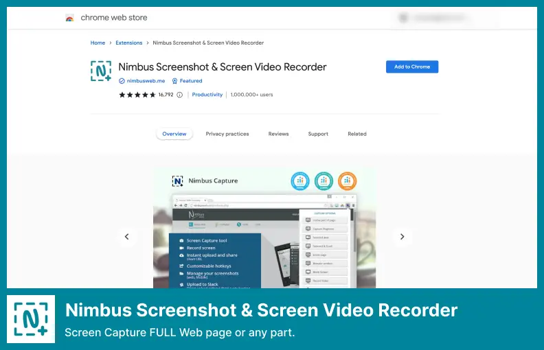 Nimbus Screenshot & Screen Video Recorder - Folosit de câteva milioane de utilizatori pe diferite platforme