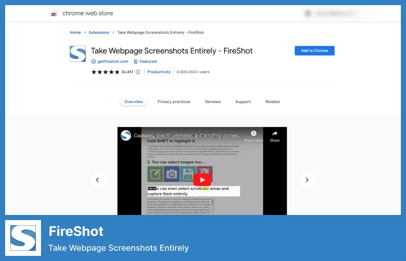 FireShot - Realizați în întregime capturi de ecran ale paginilor web