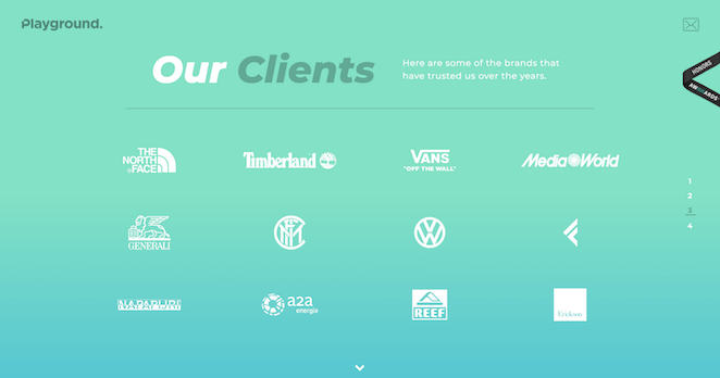 Müşterileri gösteren Playground Digital Agency'nin sitesi