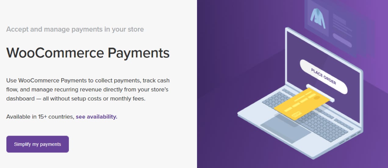 การออกแบบหน้าแรกของ WooCommerce Payments