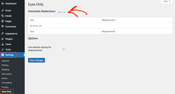 إنشاء قاعدة تنقيح في ووردبريس Creating a redaction rule in WordPress