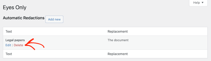 إعدادات التنقيح التلقائي The automatic redaction settings