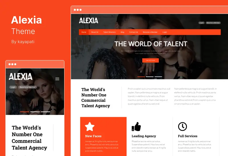 ธีม Alexia - ธีม WordPress ของ Model Agency