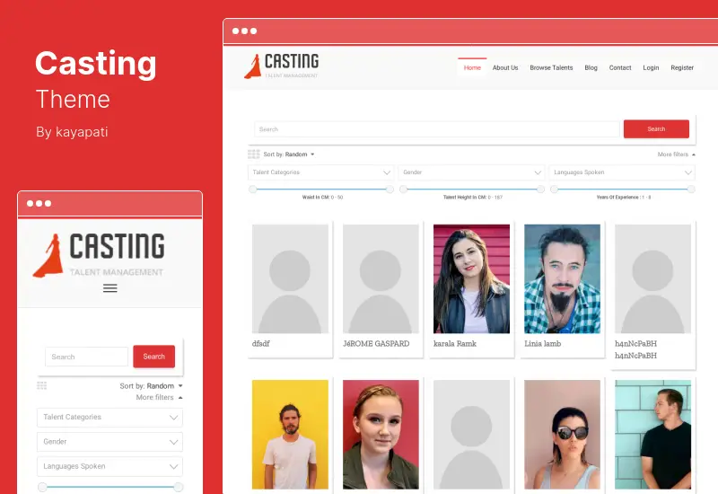 ธีมการหล่อ - ธีม WordPress ของหน่วยงานโมเดลที่ตอบสนอง