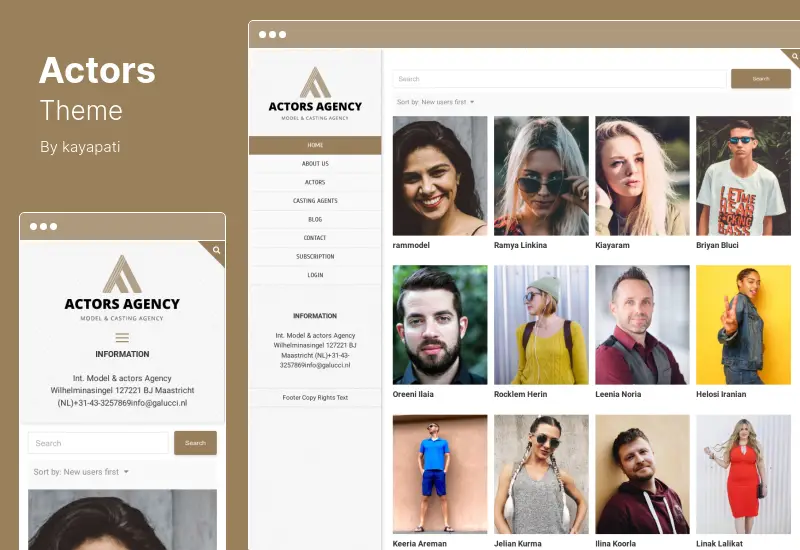ธีมนักแสดง - โมเดลเอเจนซี CMS WordPress Theme