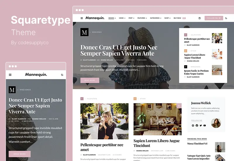 ธีม Squaretype - ธีมบล็อก WordPress สมัยใหม่