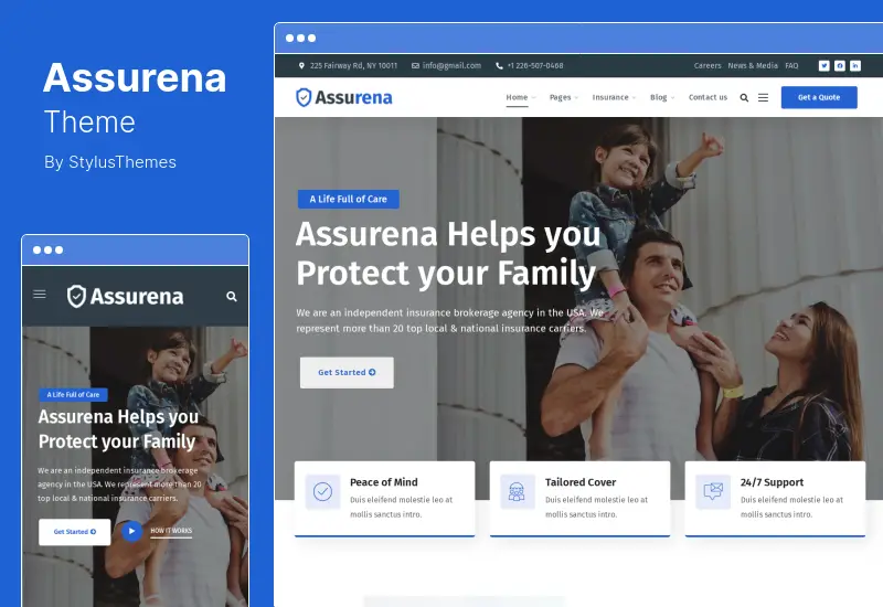 ธีม Assurena - ธีม WordPress ของสำนักงานประกันภัย