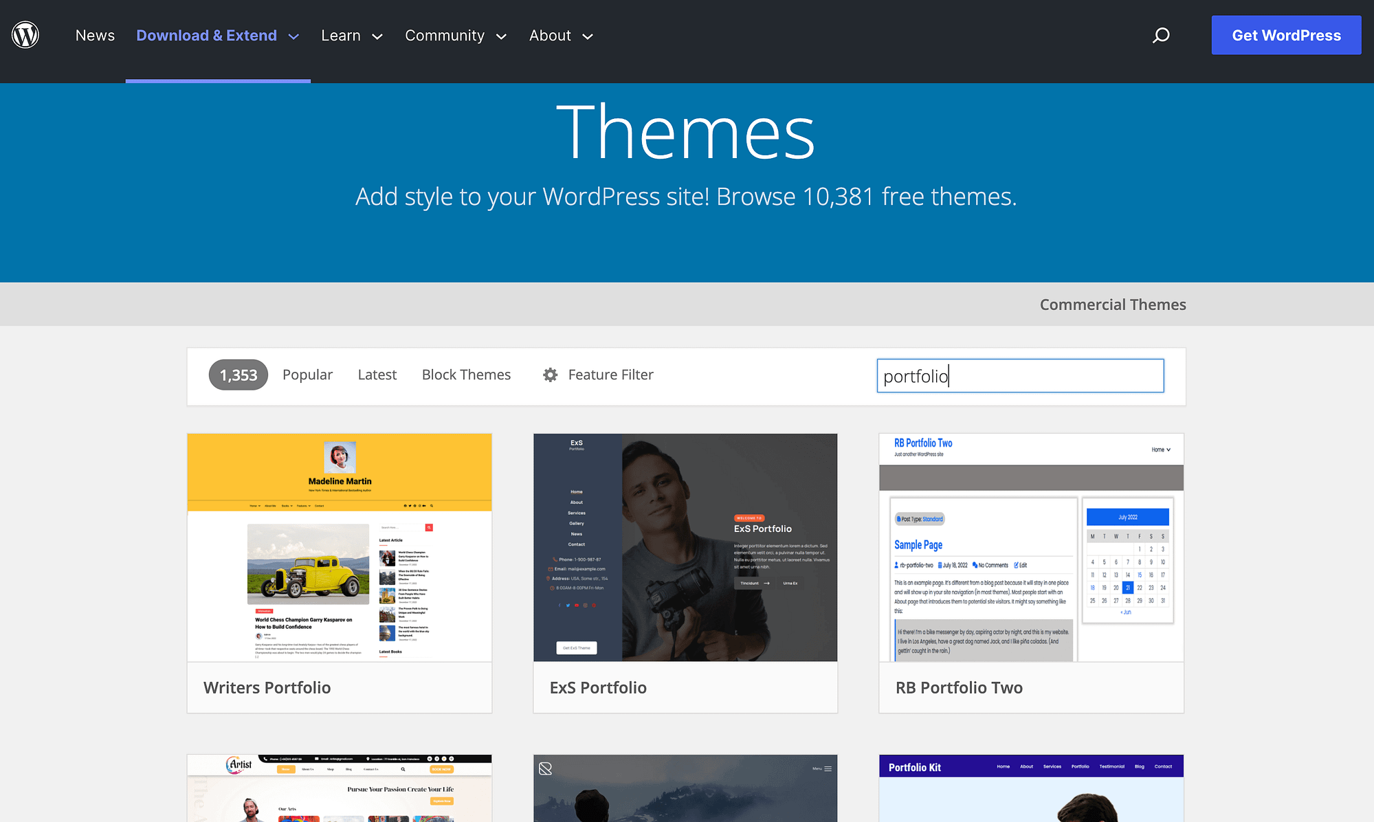 ธีมผลงาน WordPress