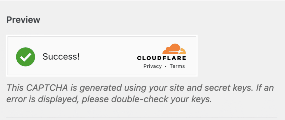 Previewing Cloudflare Turnstile widget