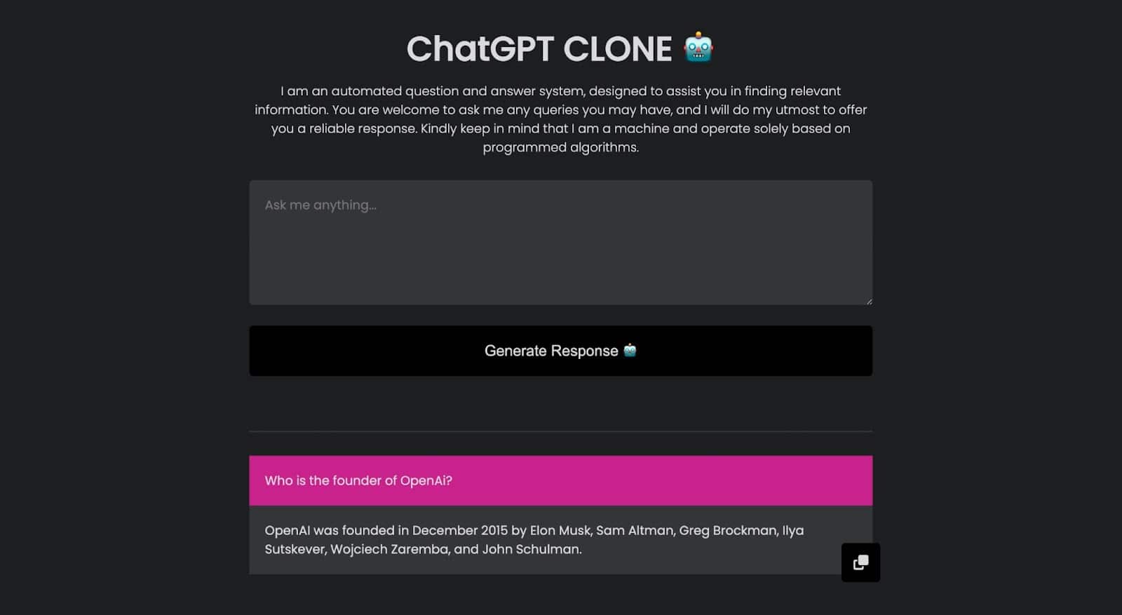 ChatGPT 복제 애플리케이션 완료