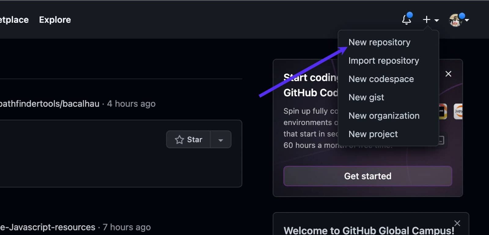 GitHub에서 새 리포지토리 만들기