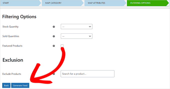 Faceți clic pe butonul Generare feed Click the Generate Feed button