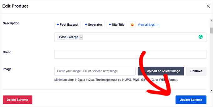 Faceți clic pe butonul Actualizare Schema Click the Update Schema button