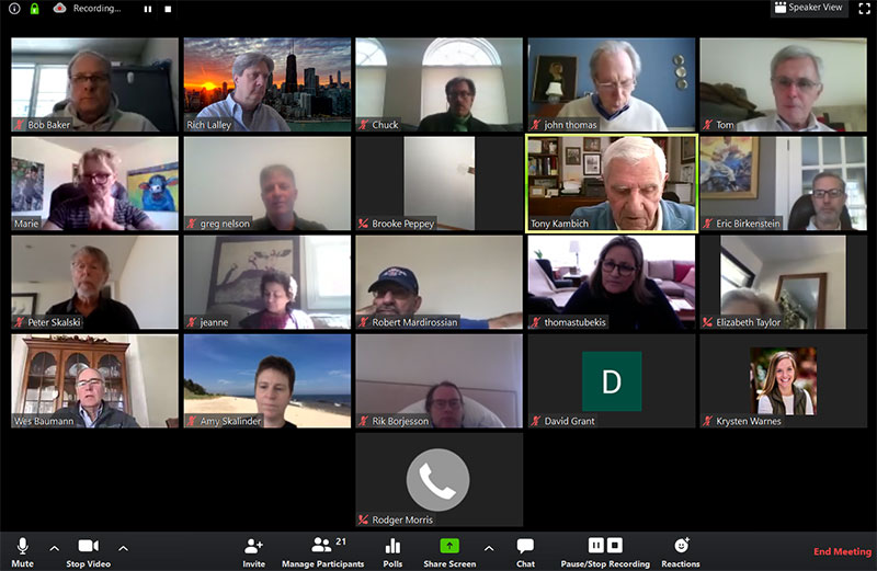 uma captura de tela de uma reunião de zoom com a presença de um grupo de pessoas