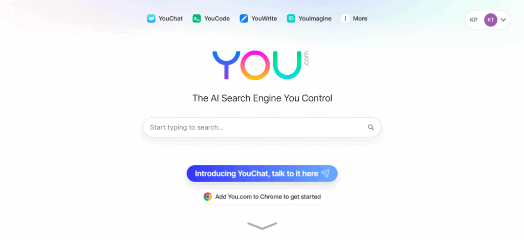You.com-Homepage