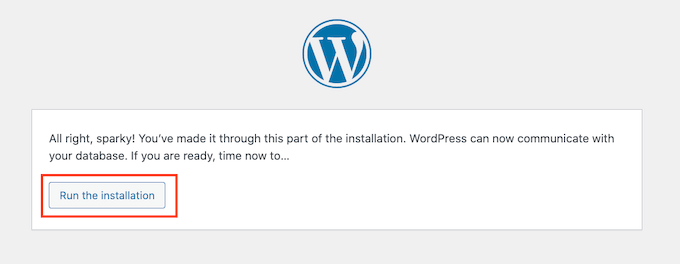 Executando a instalação do WordPress Running the WordPress installation