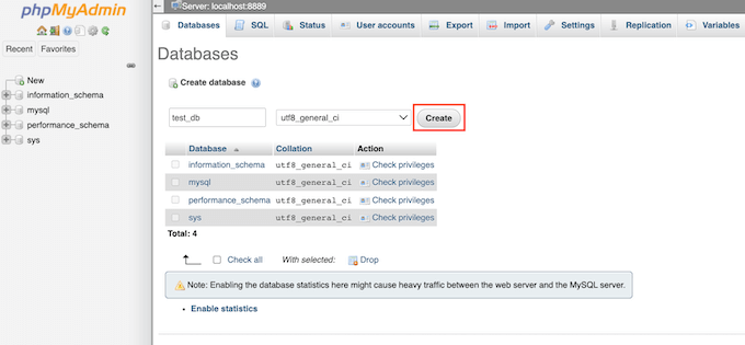 Criando um banco de dados WordPress para o seu site local Creating a WordPress database for your local website