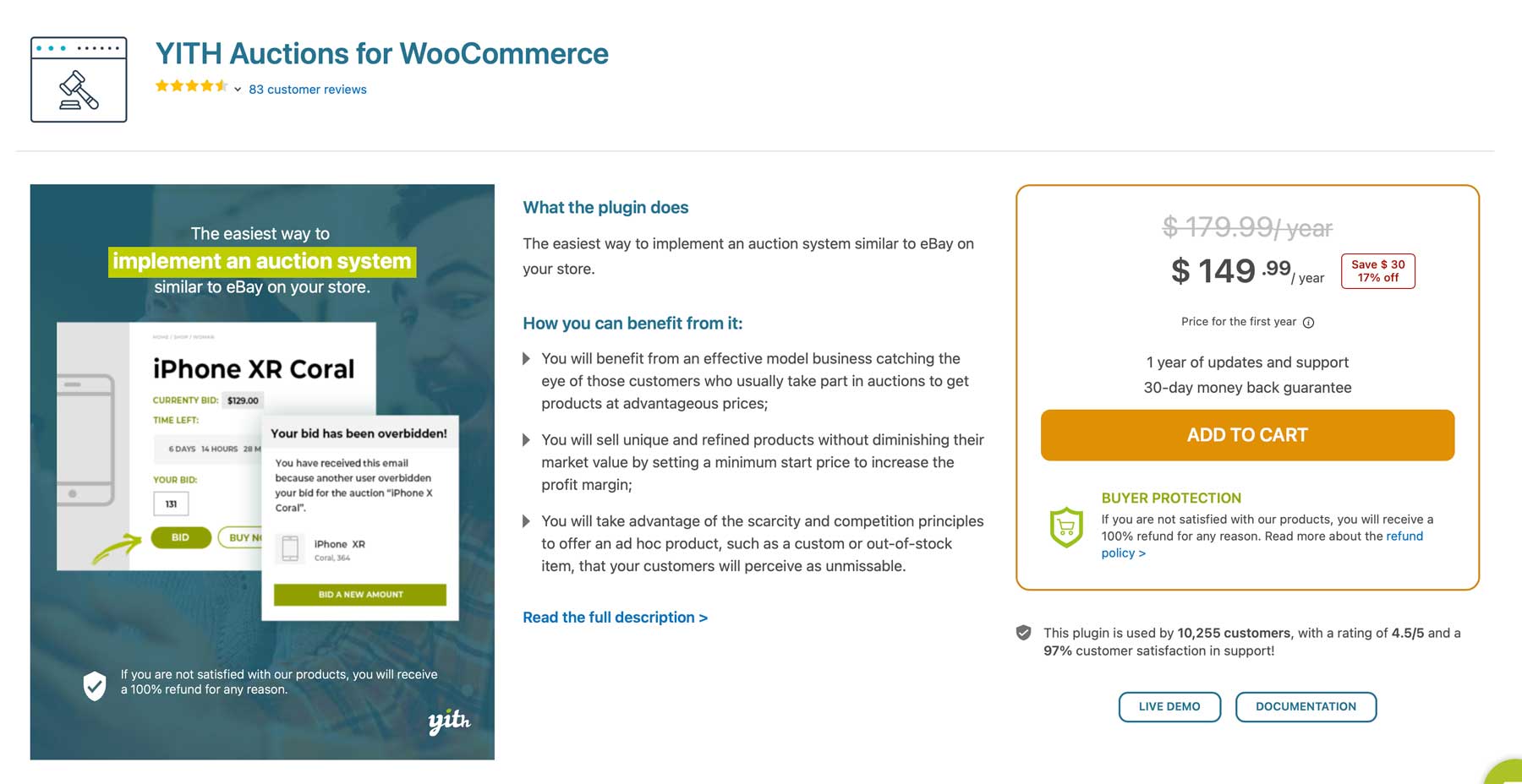 Plugin YITH Auctions pour WooCommerce