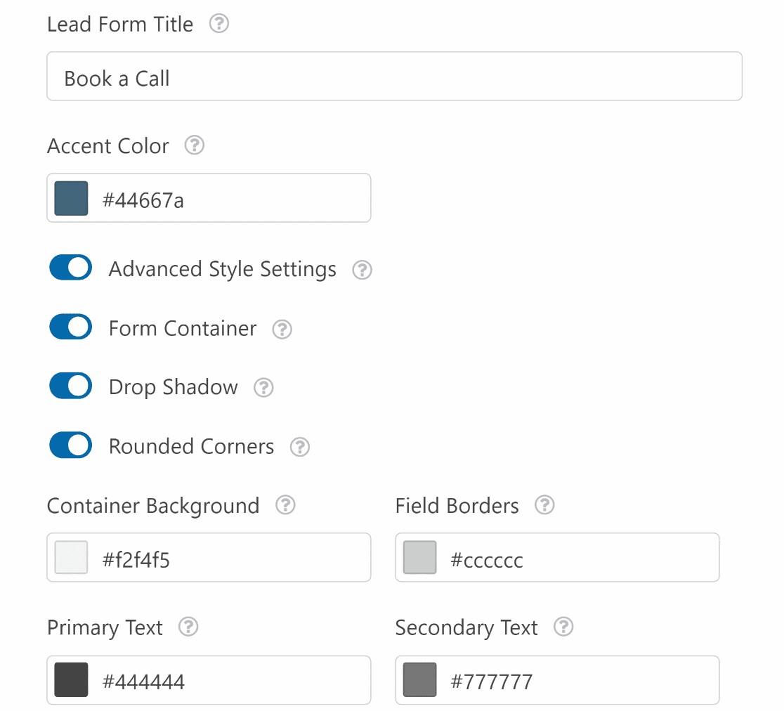 Styling lead forms