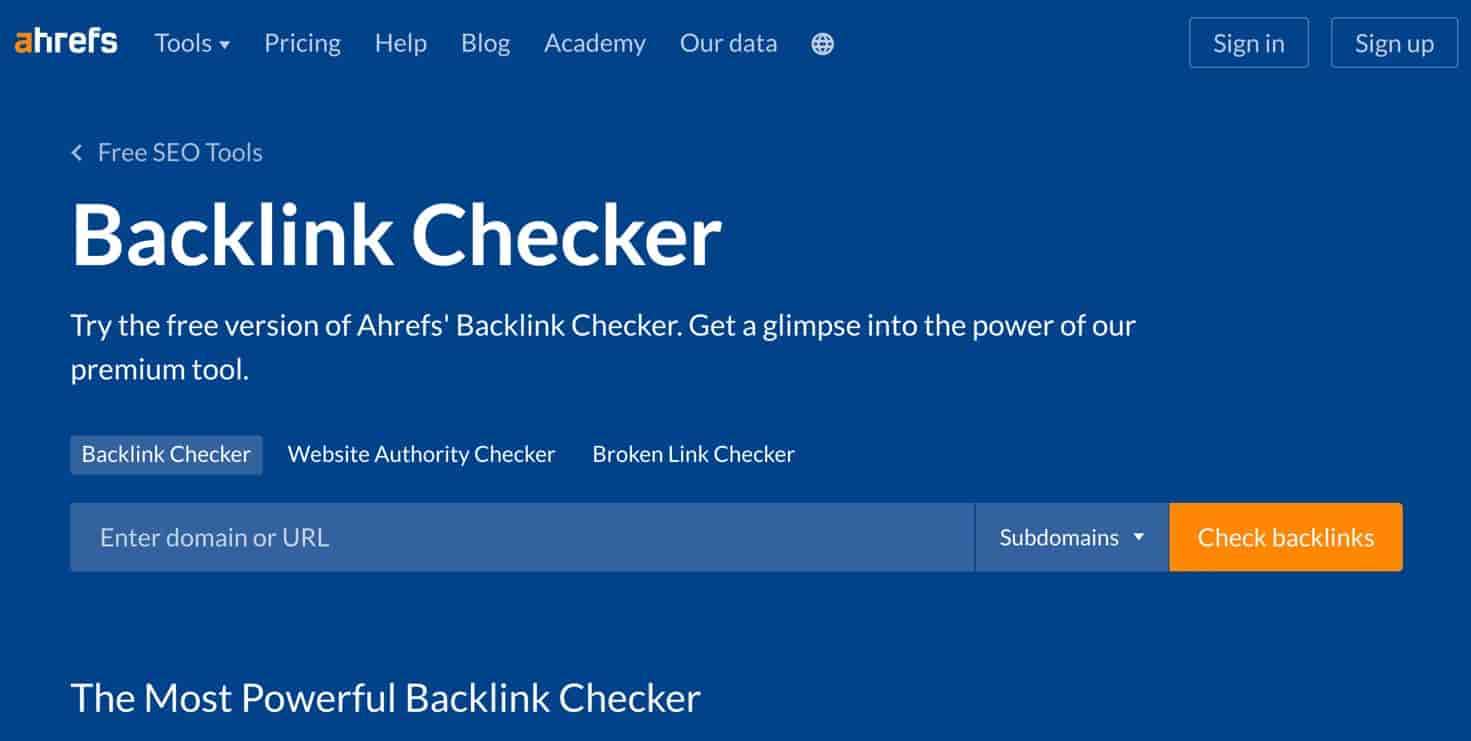 Ahrefs ha uno dei migliori strumenti di verifica dei backlink disponibili.