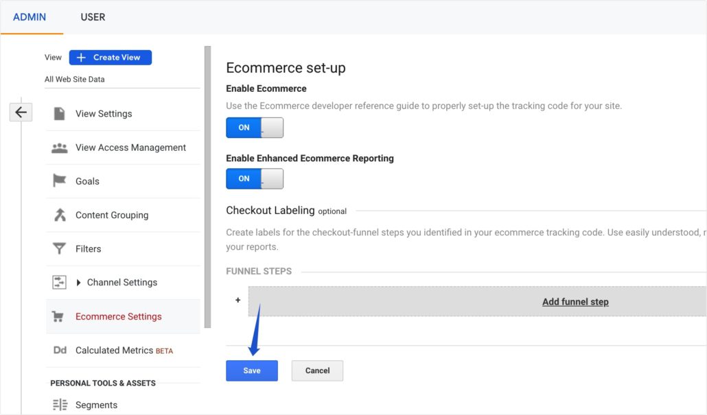 Salvați configurația de urmărire a conversiilor WooCommerce