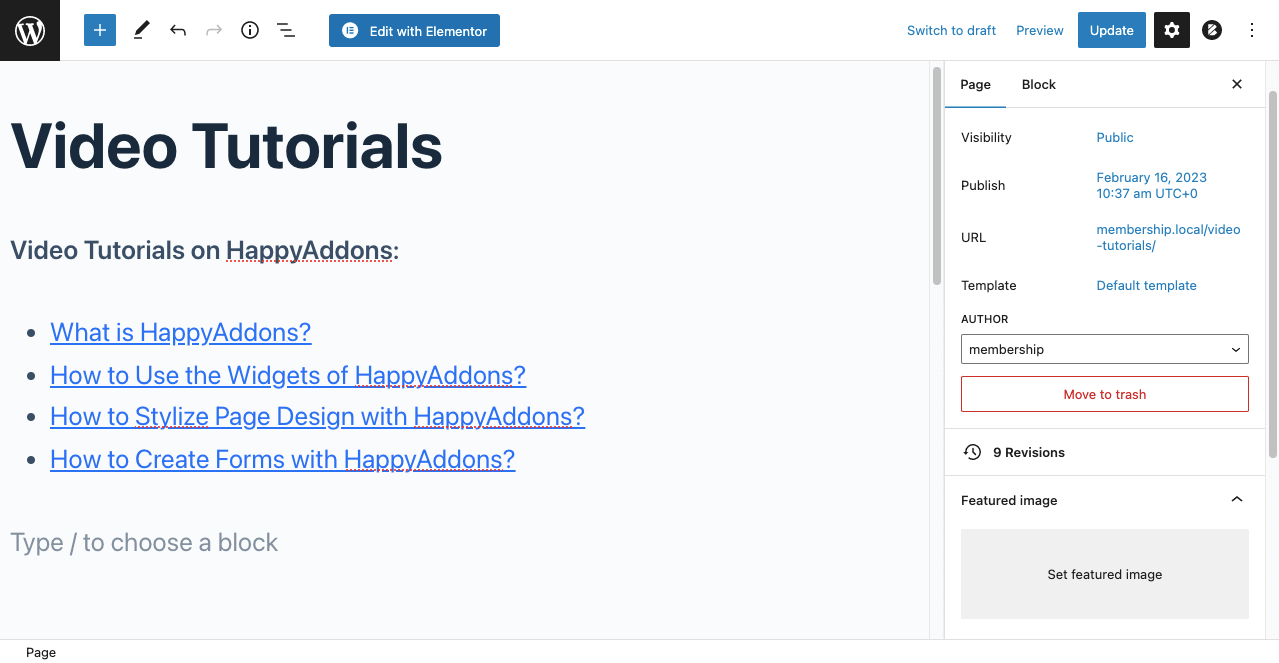Come creare un sito di appartenenza con Elementor e HappyAddons 19 Embed Child Pages on the Parent Page of Membership Website